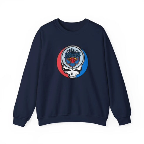 Grateful Dead - Miami Marlins Grateful Dead Stealie Crewneck Sweatshirt - MLB - StealieShop